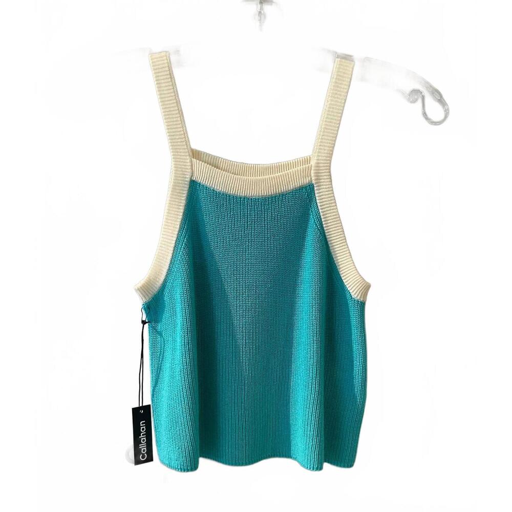 NEW CALLAHAN women's ringer tank top in aquamarine